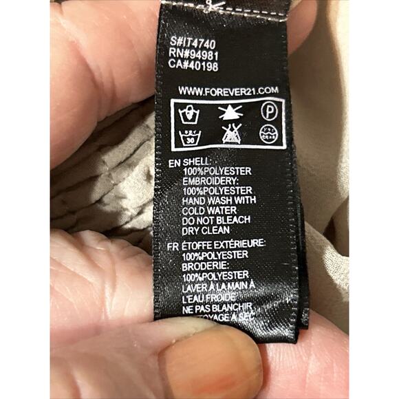 Forever 21 sheer SzM embroidery chiffon top feminine Coquette Boho chic smocked - Picture 7 of 10